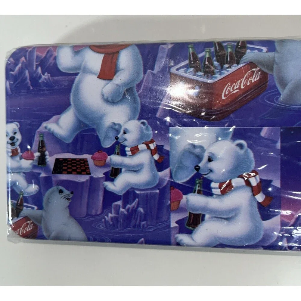 Coca Cola Vintage 1997 Set 2 Pencil Case Skating Polar Bear/ Playing Board Game